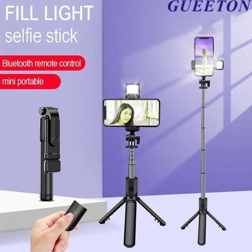 GUEETON Bluetooth Selfie Stick Tripod + Fill Light +Shutter Remote