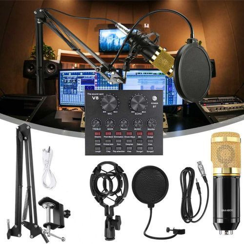 Microphone With V8 Sound Card BM800 Kit, Condenser Support
