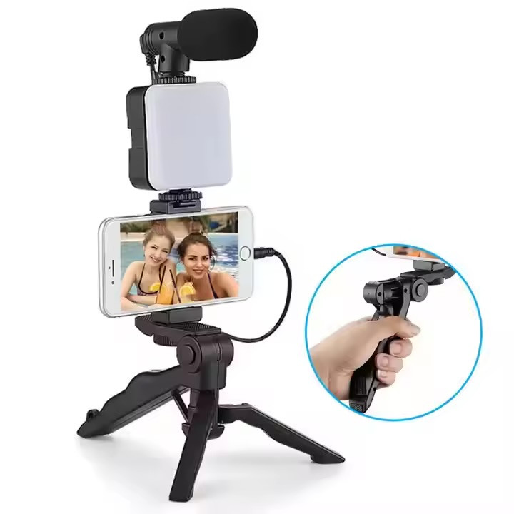 Live Streaming Equipment Led Video Lights Vlogging Kit Tripod Stand Mobile Tripod Stand for Phone With Fill Light and Microphone