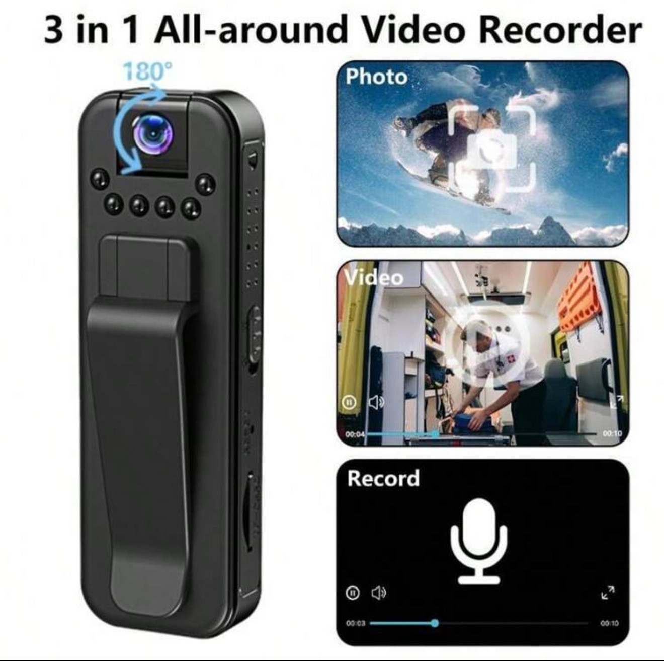Wireless 1080P Vlog Body Camera